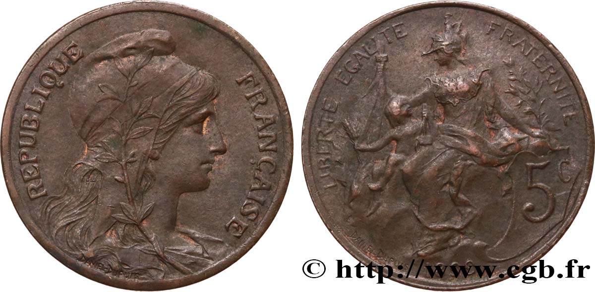 5 centimes Daniel-Dupuis 1899  F.119/7 XF45 