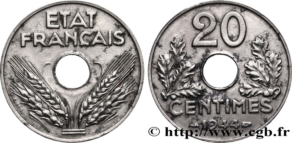 20 centimes fer 1944  F.154/3 MBC+ 