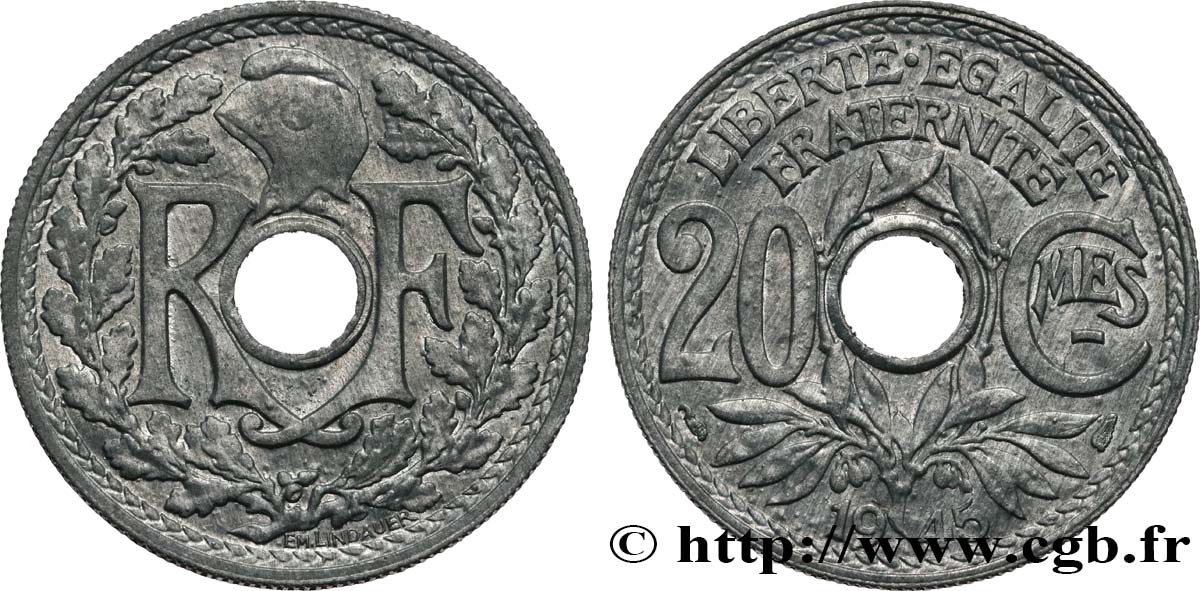 20 centimes Lindauer 1945  F.155/2 AU50 