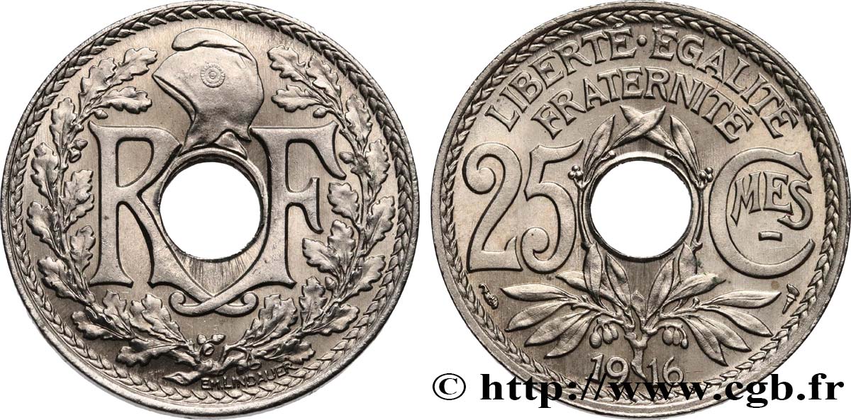 25 centimes Lindauer, Cmes souligné 1916 Paris F.170/4 SPL63 