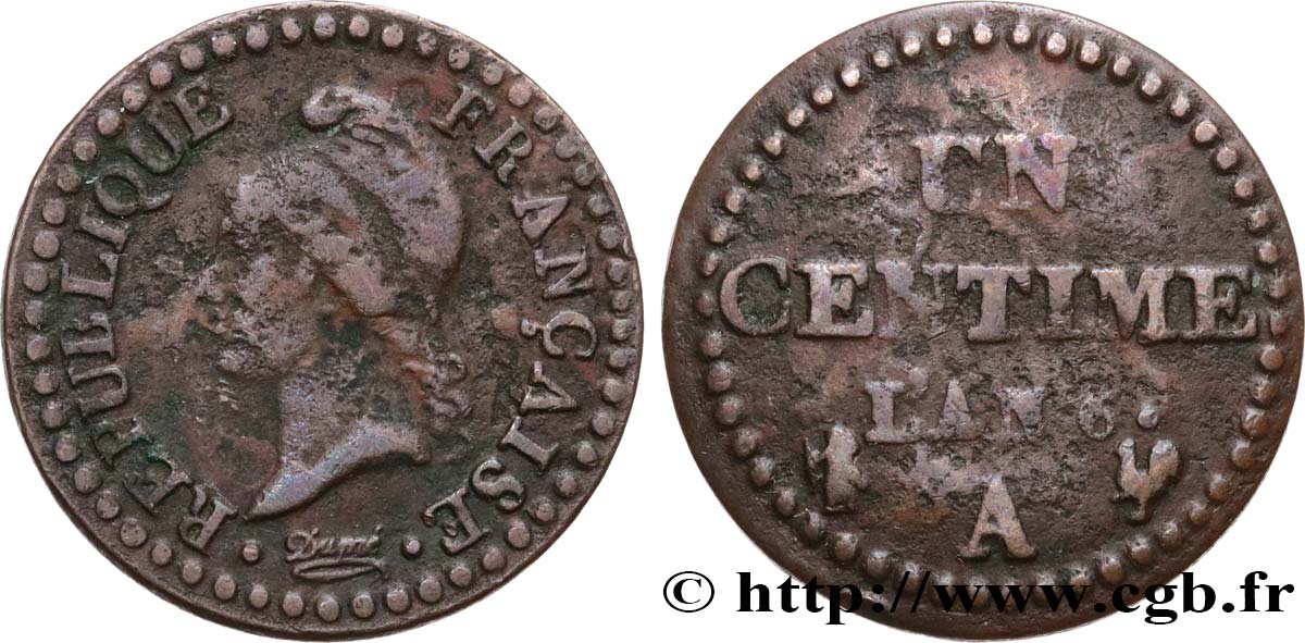 Un centime Dupré, petit 6 1798 Paris F.100/2 S 