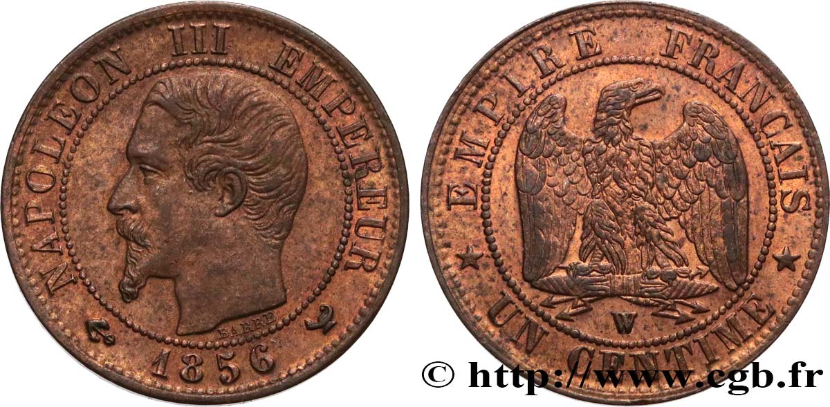 Un centime Napoléon III, tête nue 1856 Lille F.102/32 SUP60 