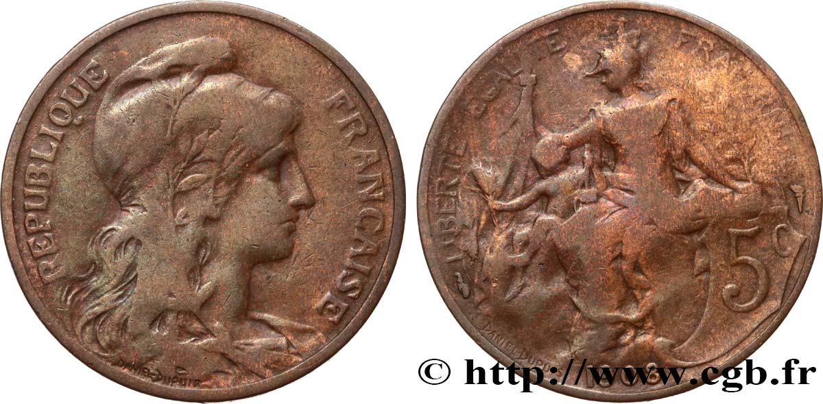 5 centimes Daniel-Dupuis 1908  F.119/19 TB20 