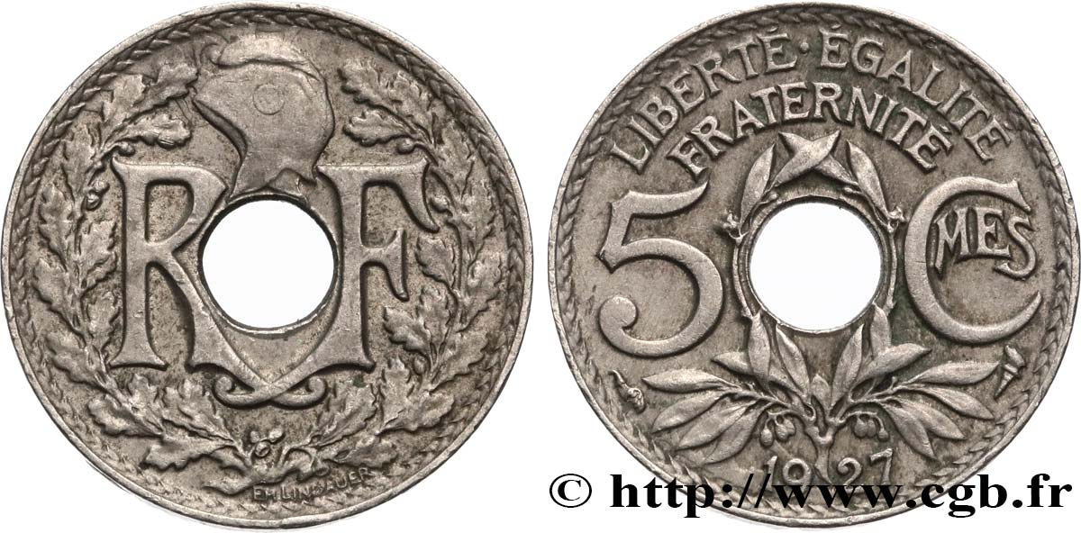 5 centimes Lindauer, petit module 1927  F.122/12 TTB40 