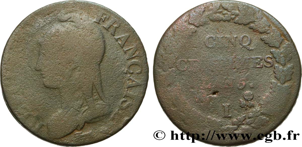 Cinq centimes Dupré, grand module 1797 Limoges F.115/23 B8 