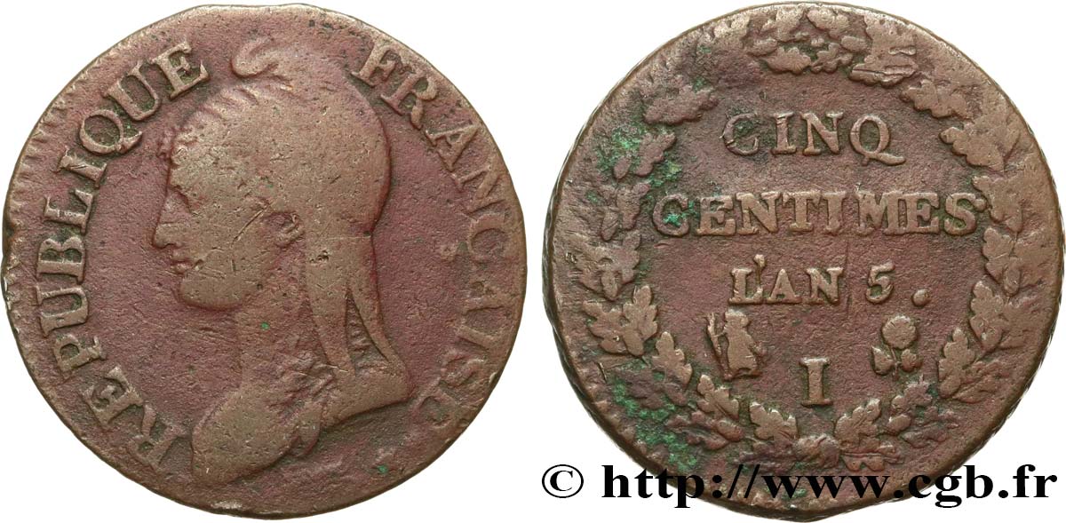 Cinq centimes Dupré, grand module 1797 Limoges F.115/23 MB25 