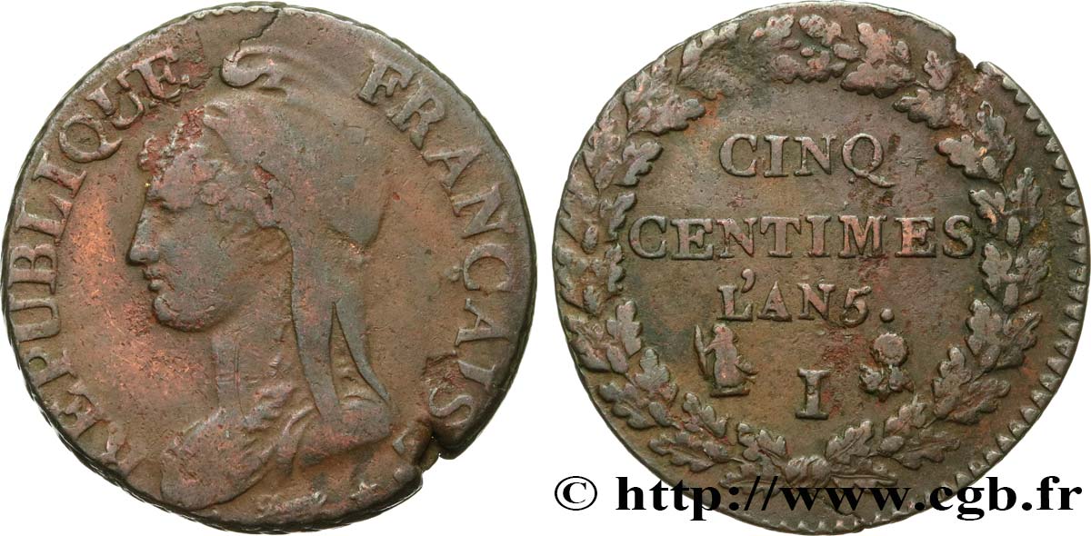 Cinq centimes Dupré, grand module 1797 Limoges F.115/23 S25 