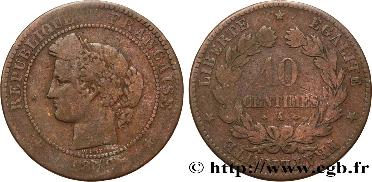 10 centimes Cérès 1870 Paris F.135/4 B12 