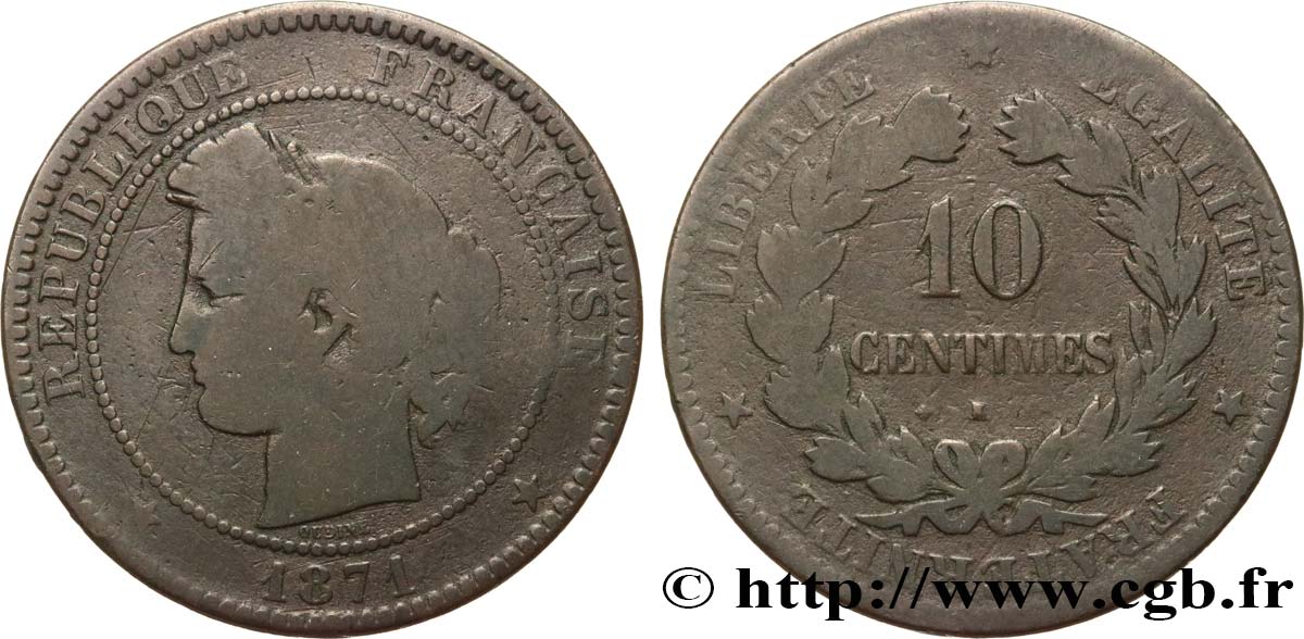 10 centimes Cérès 1871 Bordeaux F.135/7 B8 