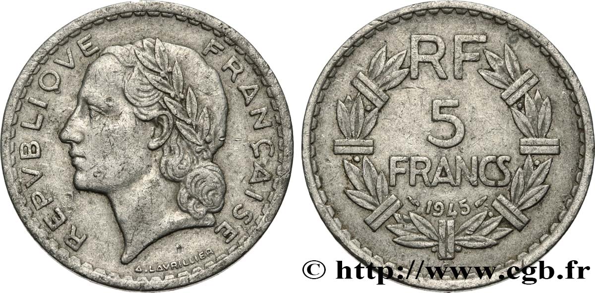 5 francs Lavrillier, aluminium 1945 Castelsarrasin F.339/5 S 