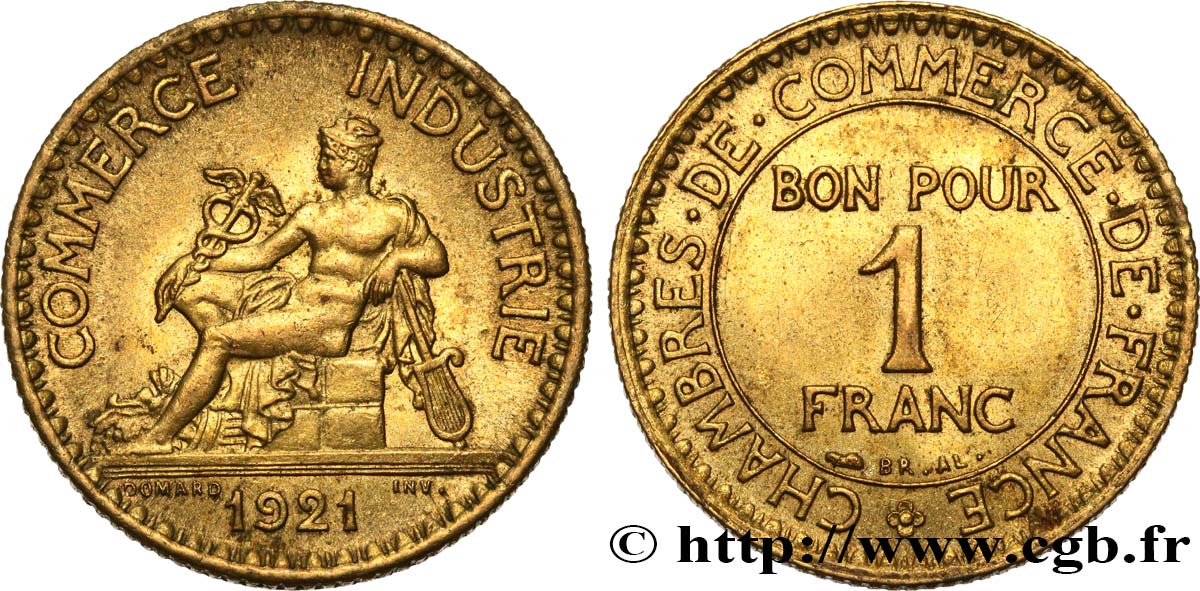 1 franc Chambres de Commerce 1921 Paris F.218/3 VZ60 