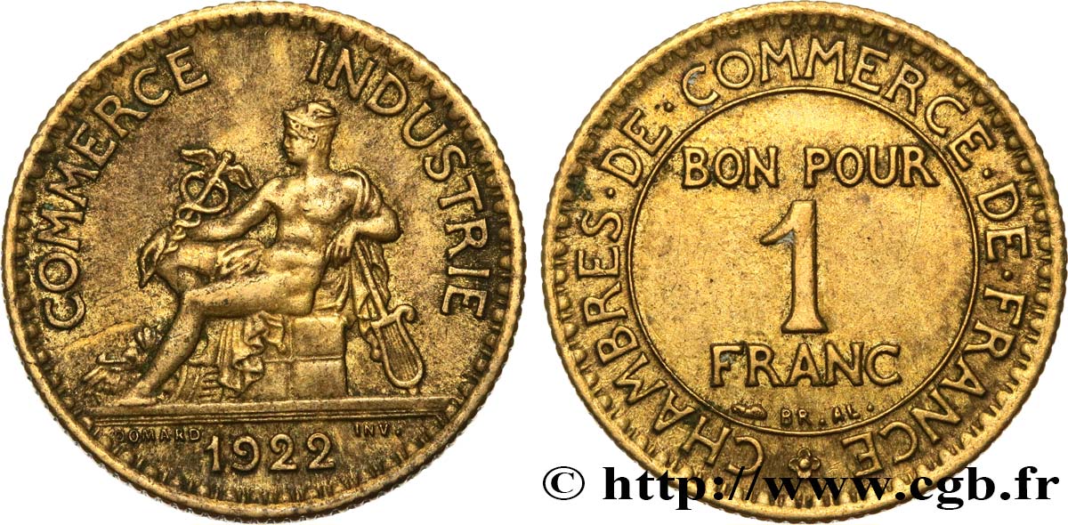 1 franc Chambres de Commerce 1922 Paris F.218/4 fVZ 