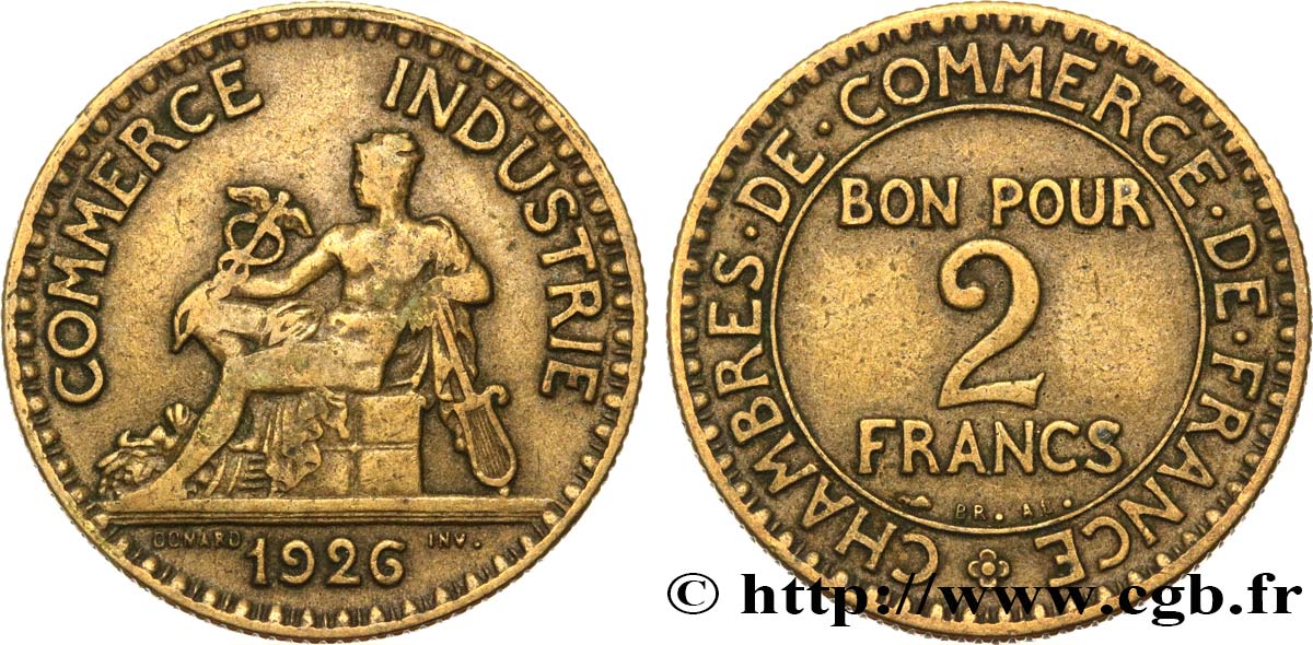 2 francs Chambres de Commerce 1926  F.267/8 TB35 
