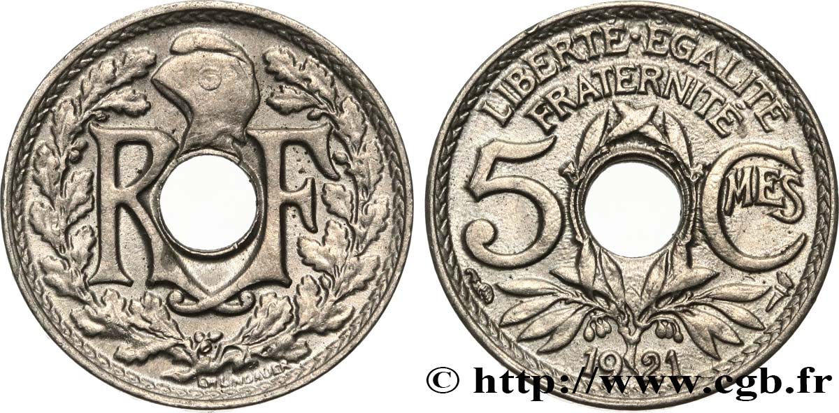 5 centimes Lindauer, petit module 1921 Paris F.122/3 fVZ 