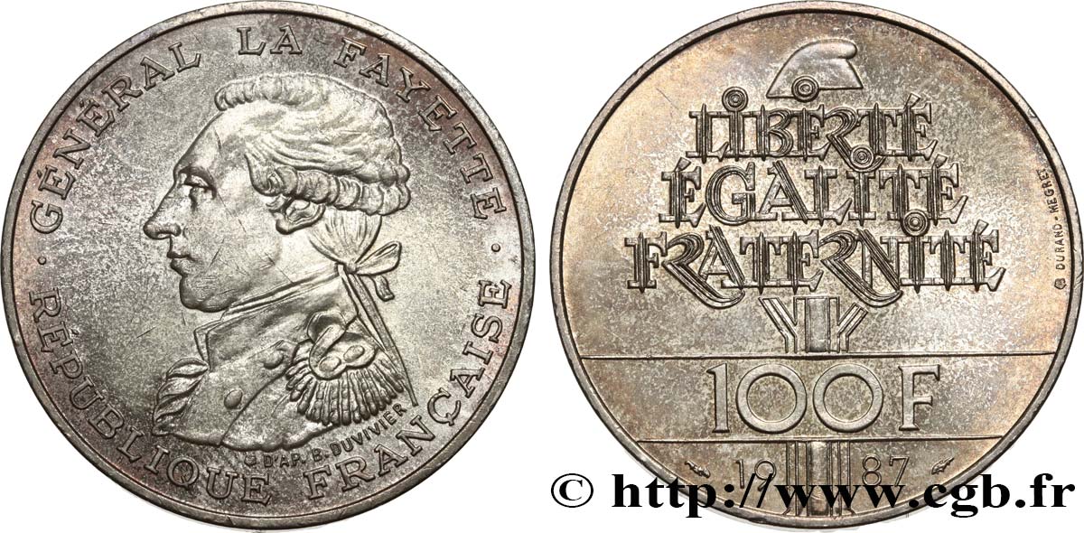 100 francs Égalité - La Fayette 1987  F.455/2 AU 