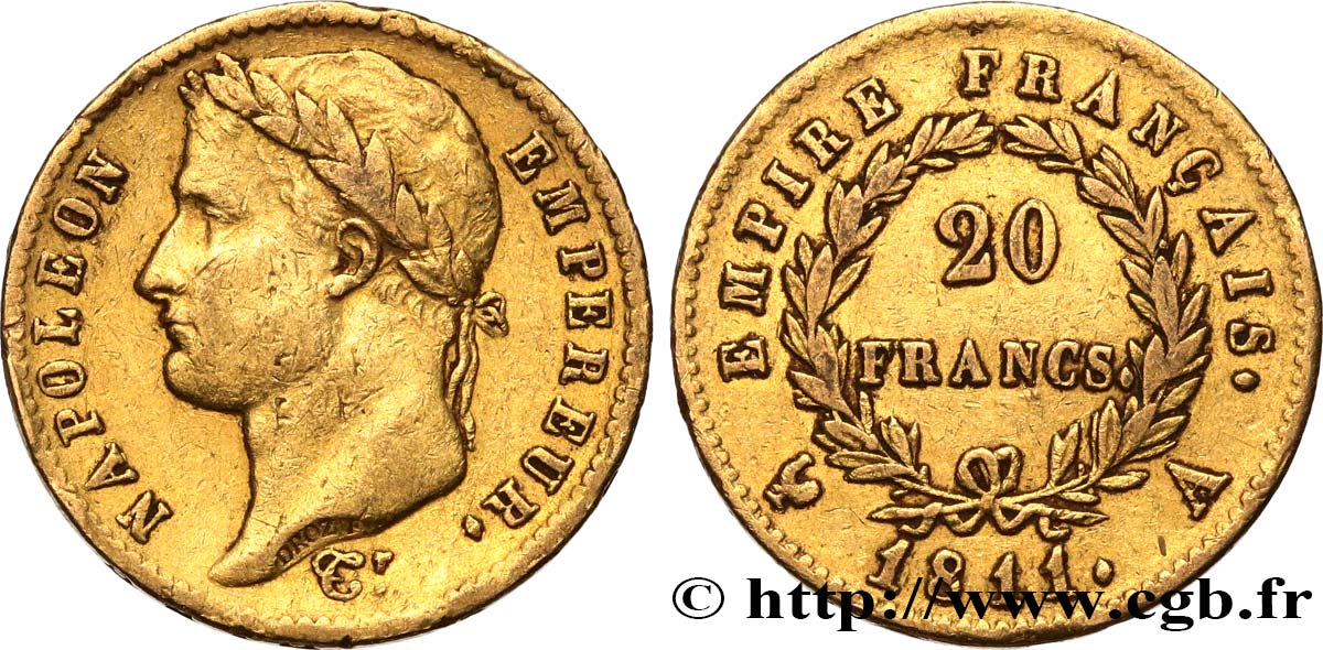20 francs or Napoléon, tête laurée, Empire français 1811 Paris F.516/16 VF 