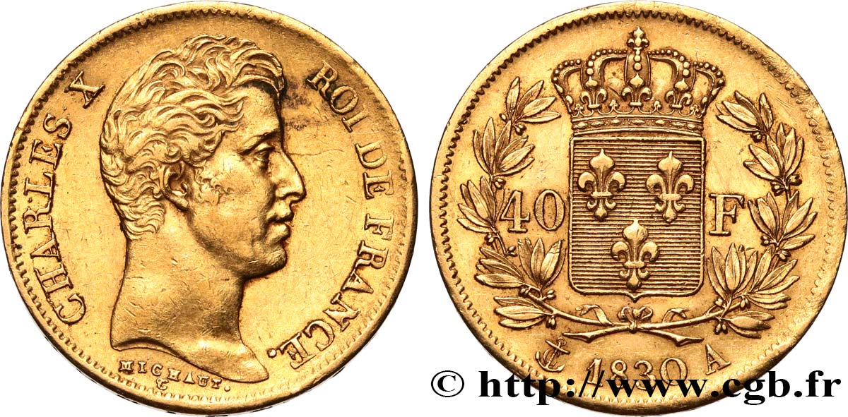 40 francs or Charles X, 2e type 1830 Paris F.544/5 SS 