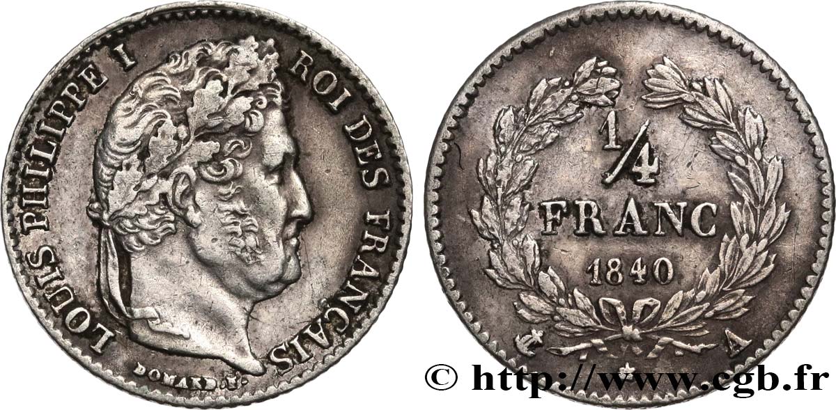 1/4 franc Louis-Philippe 1840 Paris F.166/80 XF 