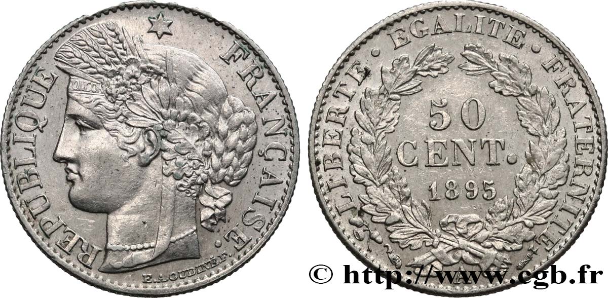 50 centimes Cérès, IIIe République 1895 Paris F.189/16 AU 