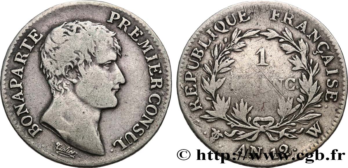 1 franc Bonaparte Premier Consul 1804 Lille F.200/21 MB 