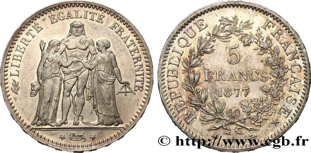 5 francs Hercule 1877 Paris F.334/19 TTB53 
