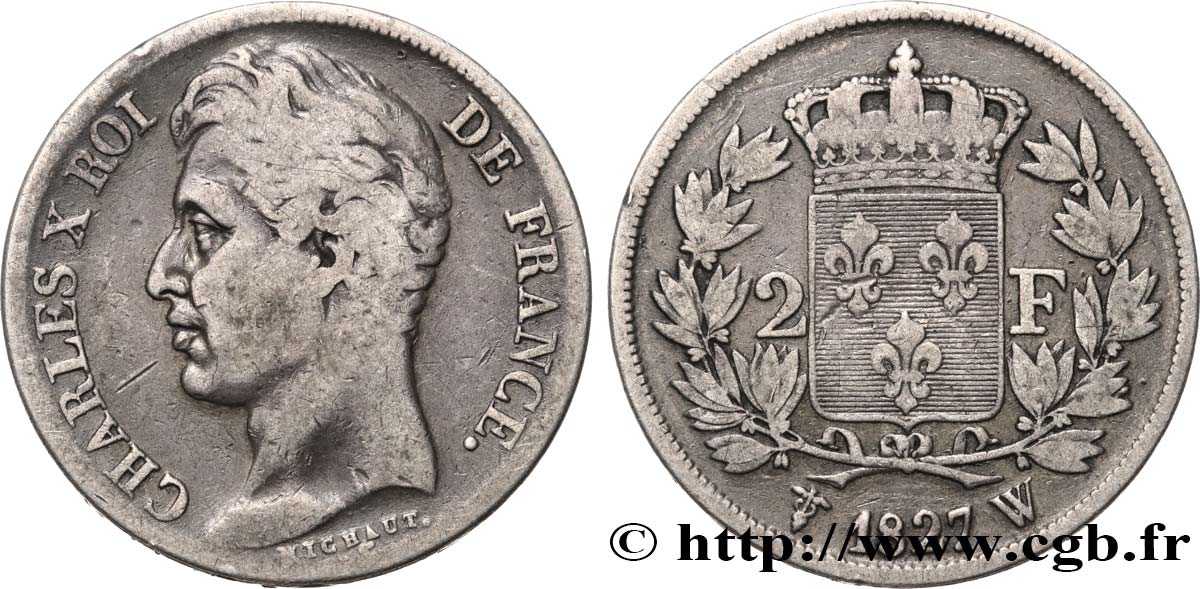 2 francs Charles X 1827 Lille F.258/35 TB20 