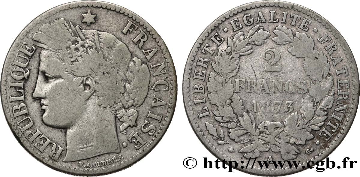 2 francs Cérès, avec légende 1873 Paris F.265/10 B12 