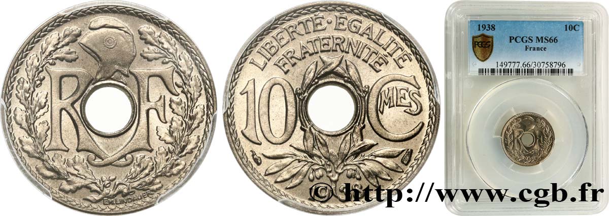 10 centimes Lindauer 1938  F.138/25 ST66 PCGS