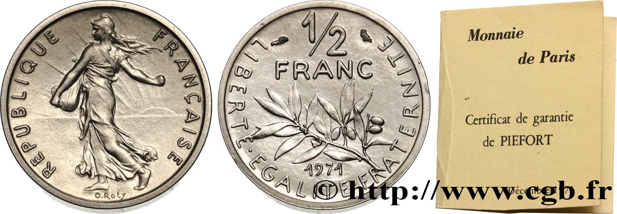 Piéfort nickel de 1/2 franc Semeuse 1971 Pessac GEM.91 P1 FDC 