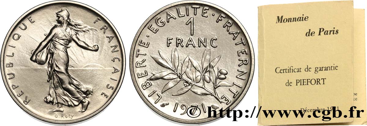 Piéfort nickel de 1 franc Semeuse, nickel 1971 Pessac GEM.104 P1 MS 