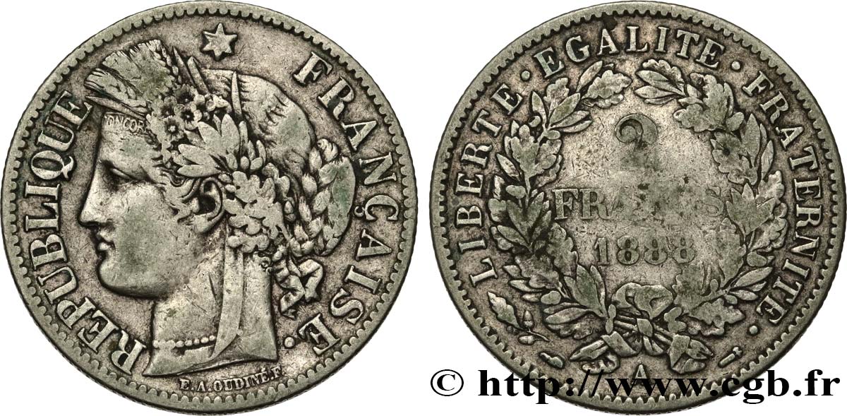 2 francs Cérès, avec légende 1888 Paris F.265/14 BC20 
