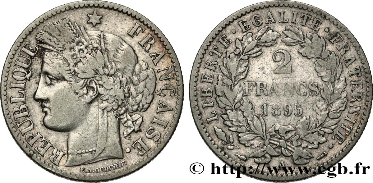 2 francs Cérès, avec légende 1895 Paris F.265/17 VF25 