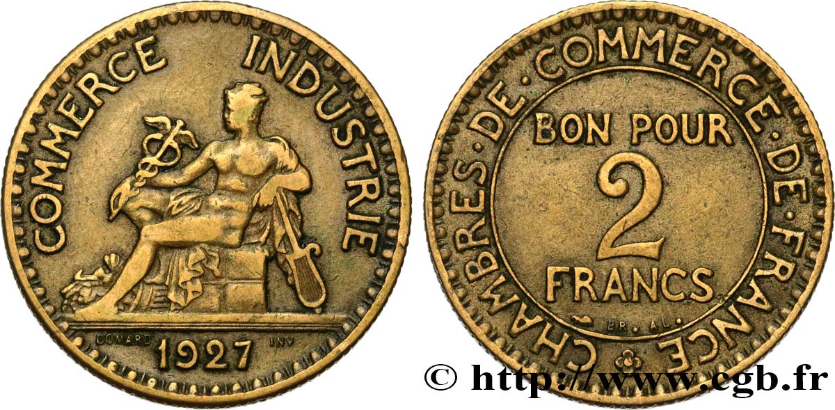 2 francs Chambres de Commerce 1927  F.267/9 VF35 