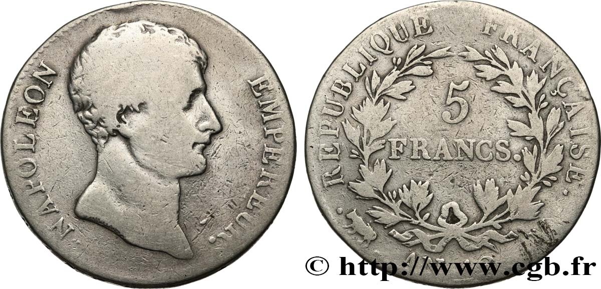 5 francs Napoléon Empereur, type intermédiaire 1804 Toulouse F.302/8 B 