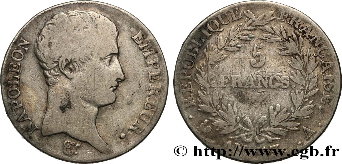 5 francs Napoléon Empereur, Calendrier révolutionnaire 1805 Paris F.303/2 SGE 