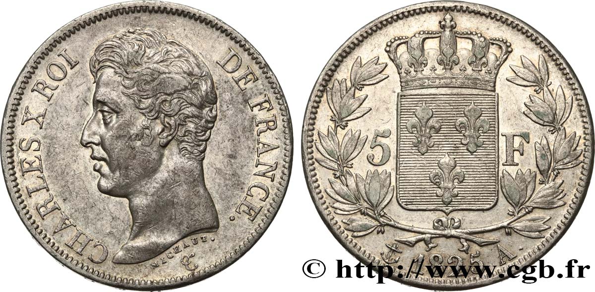 5 francs Charles X, 1er type 1825 Paris F.310/2 XF45 