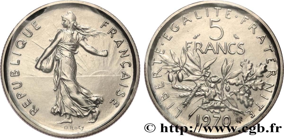 5 francs Semeuse, nickel 1970 Paris F.341/2 MS 