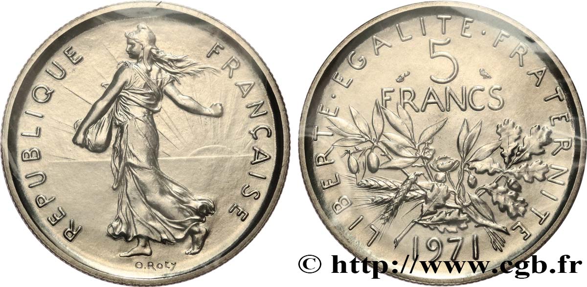5 francs Semeuse, nickel 1971 Paris F.341/3 ST 