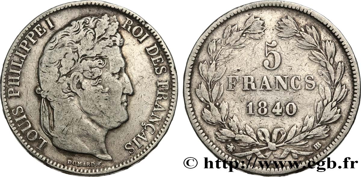 5 francs IIe type Domard 1840 Strasbourg F.324/85 BC25 