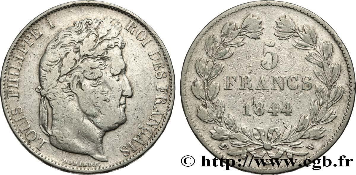 5 francs IIIe type Domard 1844 Lille F.325/5 MB 