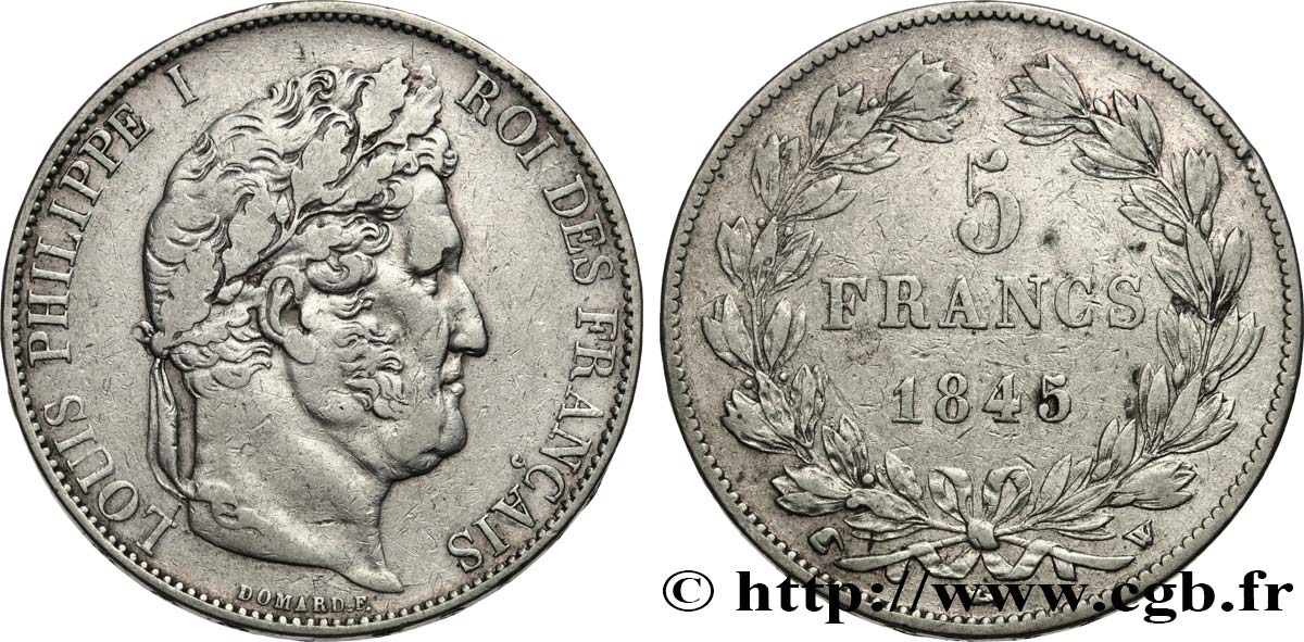 5 francs IIIe type Domard 1845 Lille F.325/9 TB+ 