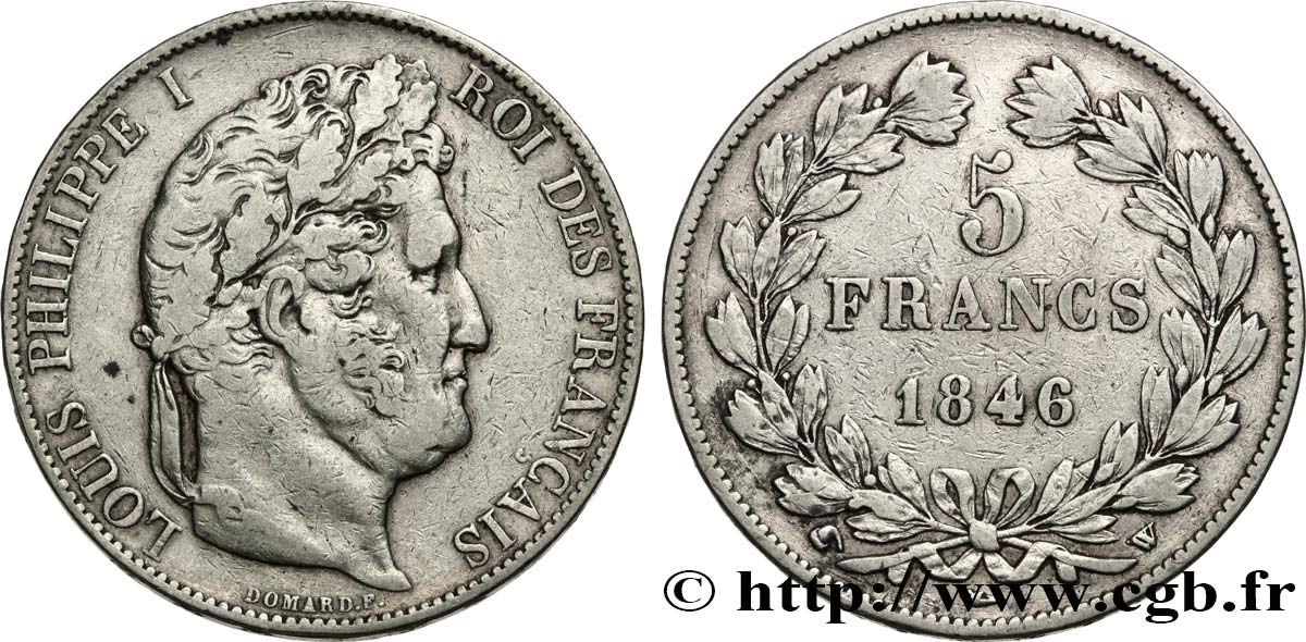 5 francs IIIe type Domard 1846 Lille F.325/13 TB 
