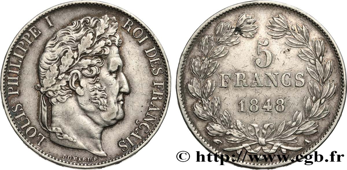 5 francs IIIe type Domard 1848 Paris F.325/17 AU 