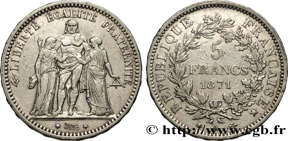5 francs Hercule 1871 Paris F.334/2 MB 