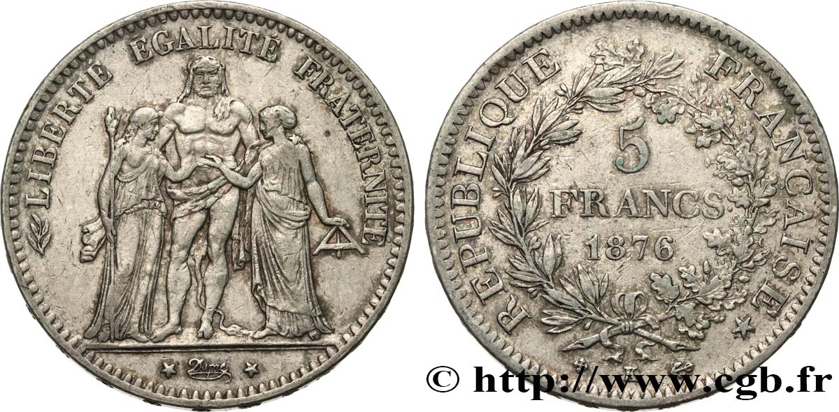 5 francs Hercule 1876 Bordeaux F.334/18 XF45 