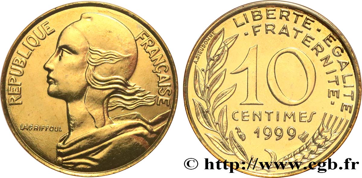 10 centimes Marianne, BU (Brillant Universel) 1999 Pessac F.144/43 ST 