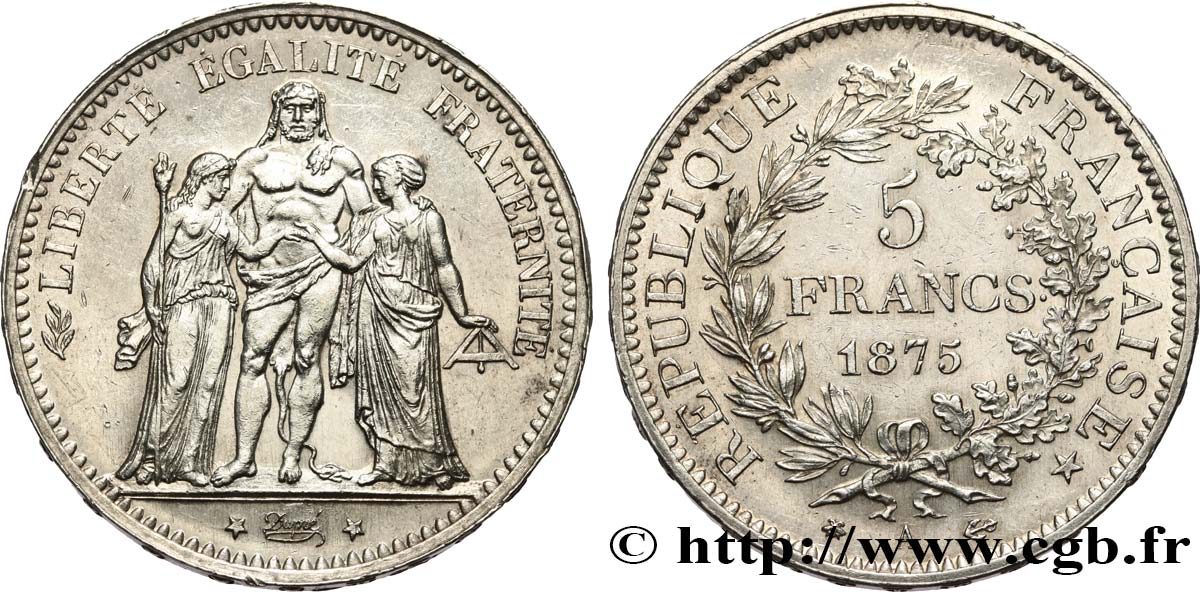 5 francs Hercule 1875 Paris F.334/14 EBC 