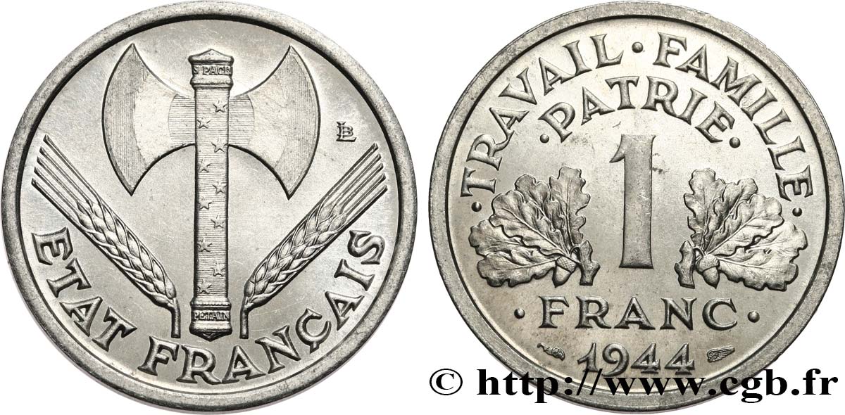 1 franc Francisque, légère 1944  F.223/5 SPL64 
