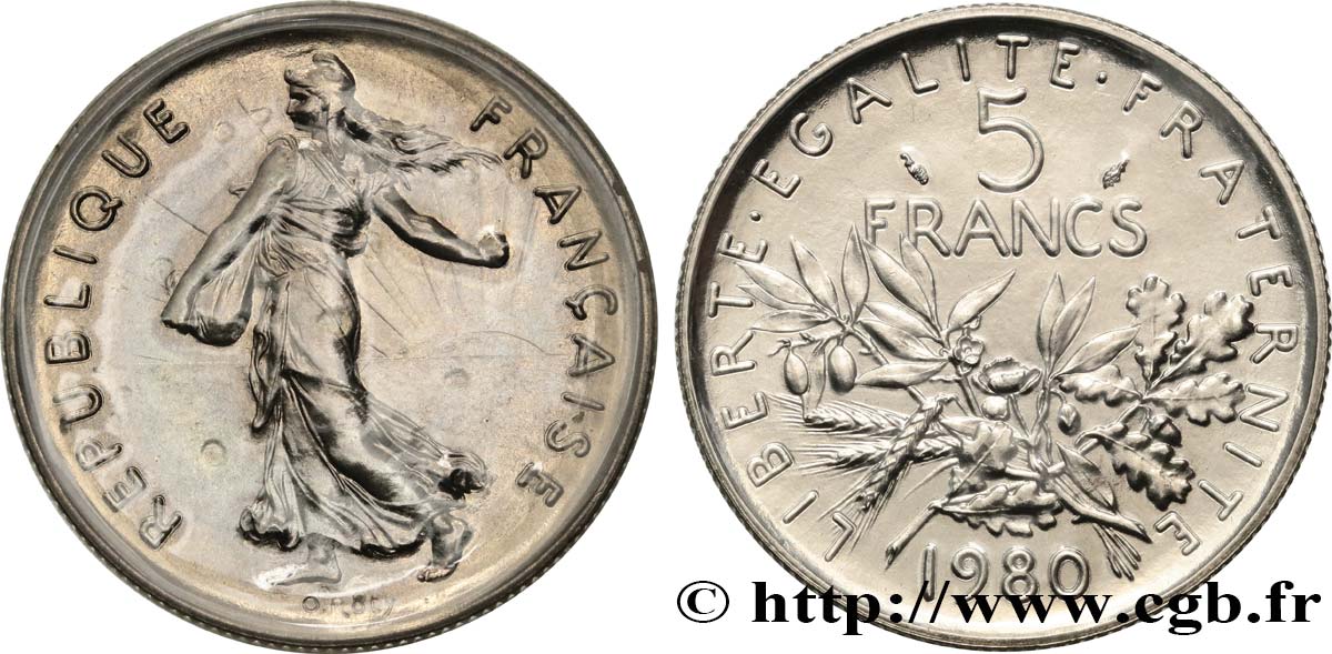 5 francs Semeuse, nickel 1980 Pessac F.341/12 ST 