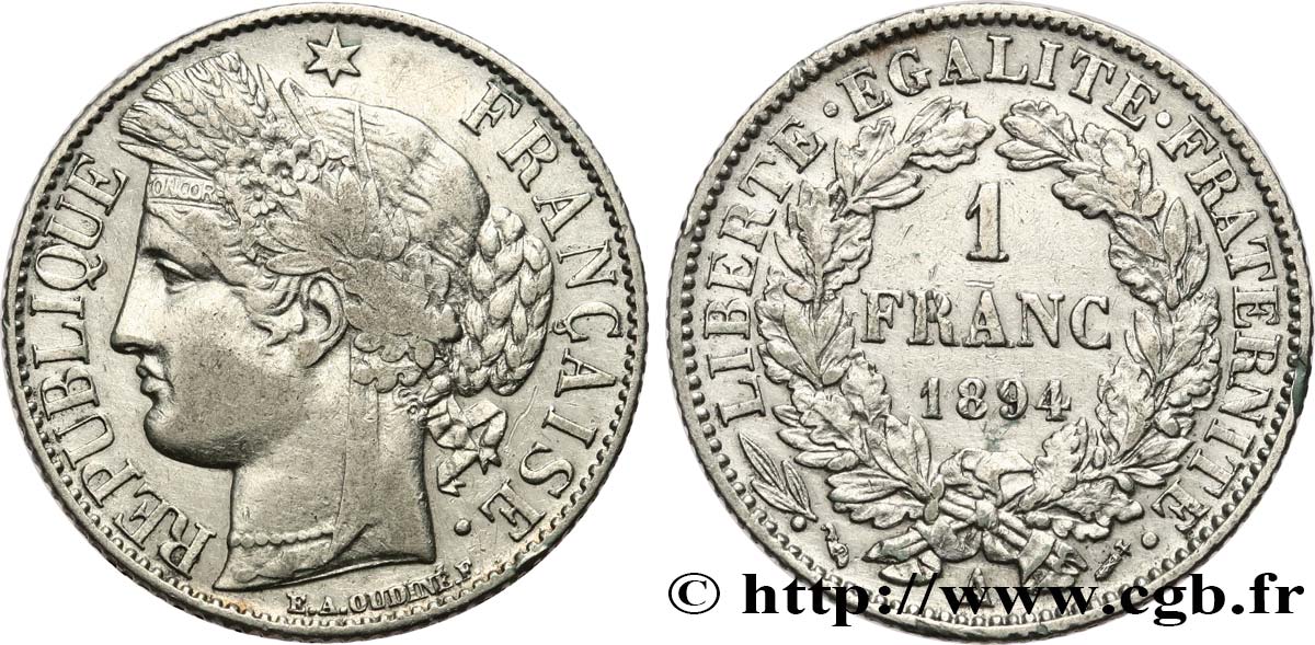 1 franc Cérès Troisième république 1894 Paris F.216/12 VF 
